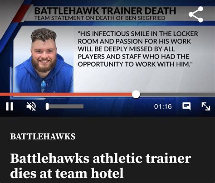 Battlehawks Trainer Ben Siegfried Dies At Hotel