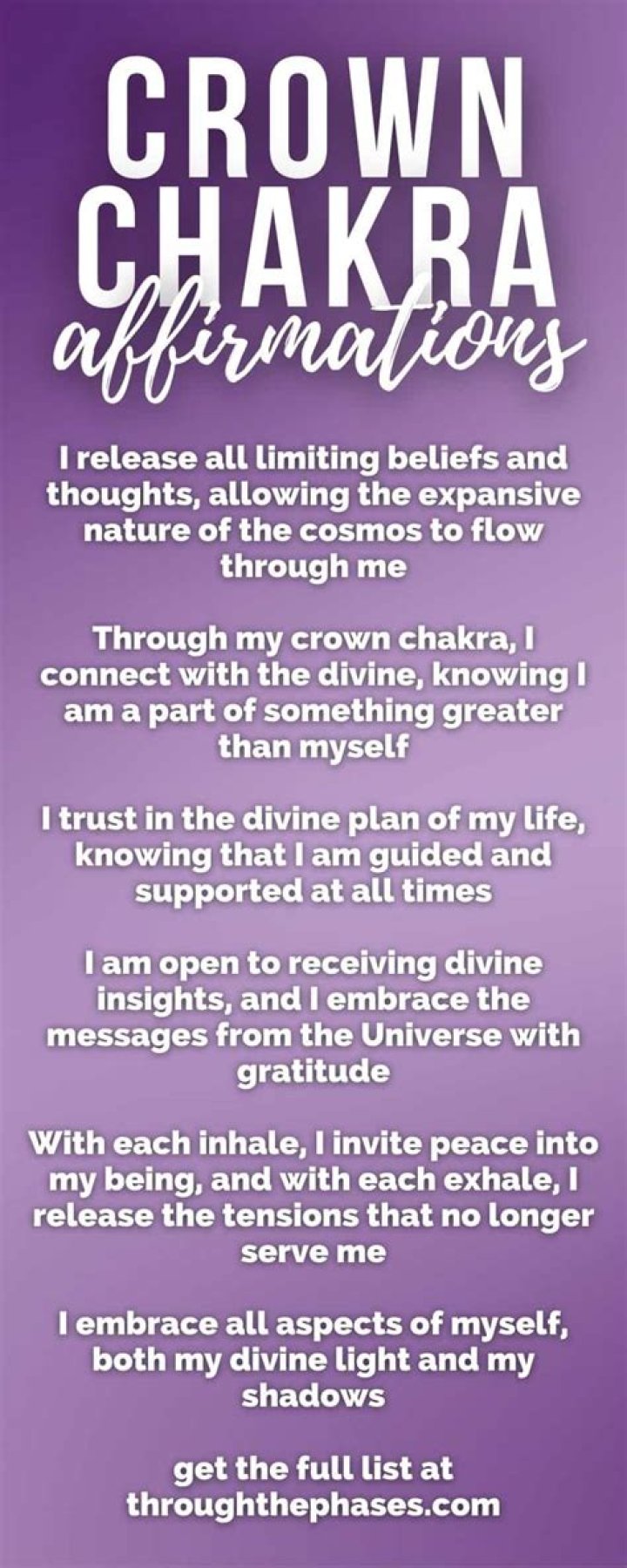 Crown Chakra Affirmations - Through the Phases, Benefits, Meditation