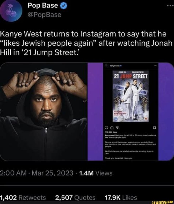 Kanye West Says Jonah Hill Made Him Like Jewish People Again Hollywood Life