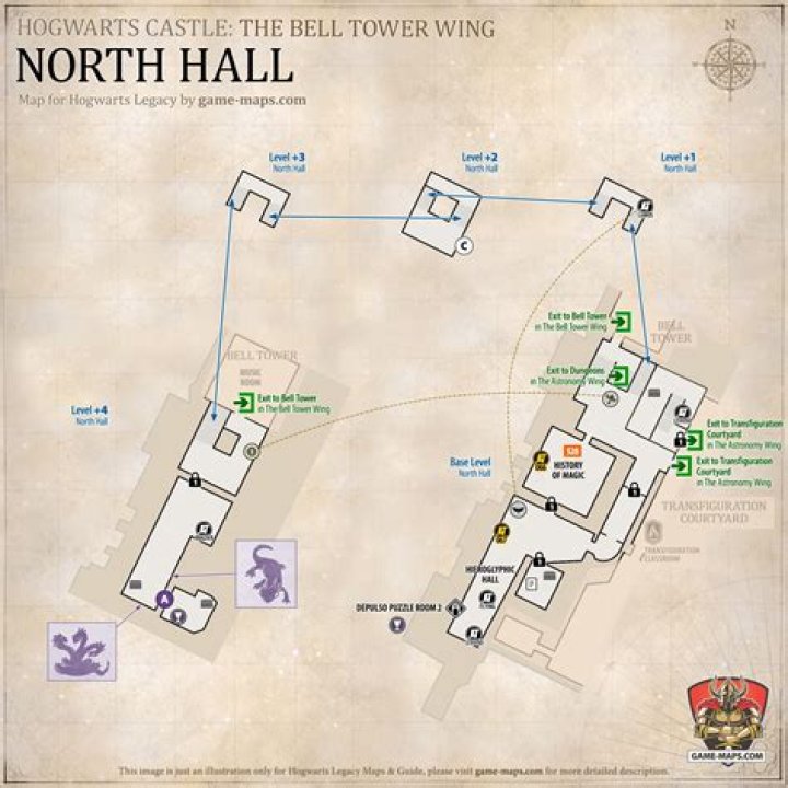 North Hall Map Hogwarts Legacy