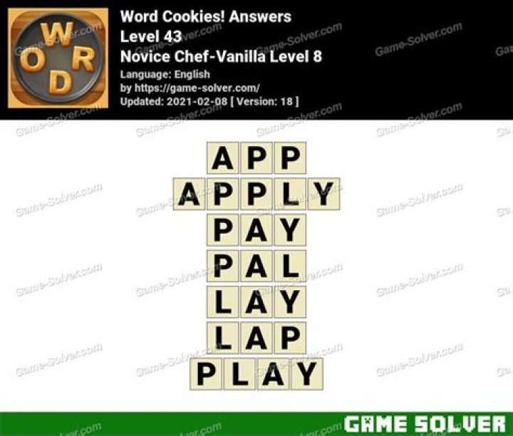 Word Cookies Novice Chef-Vanilla Level 4 Answers Game Solver
