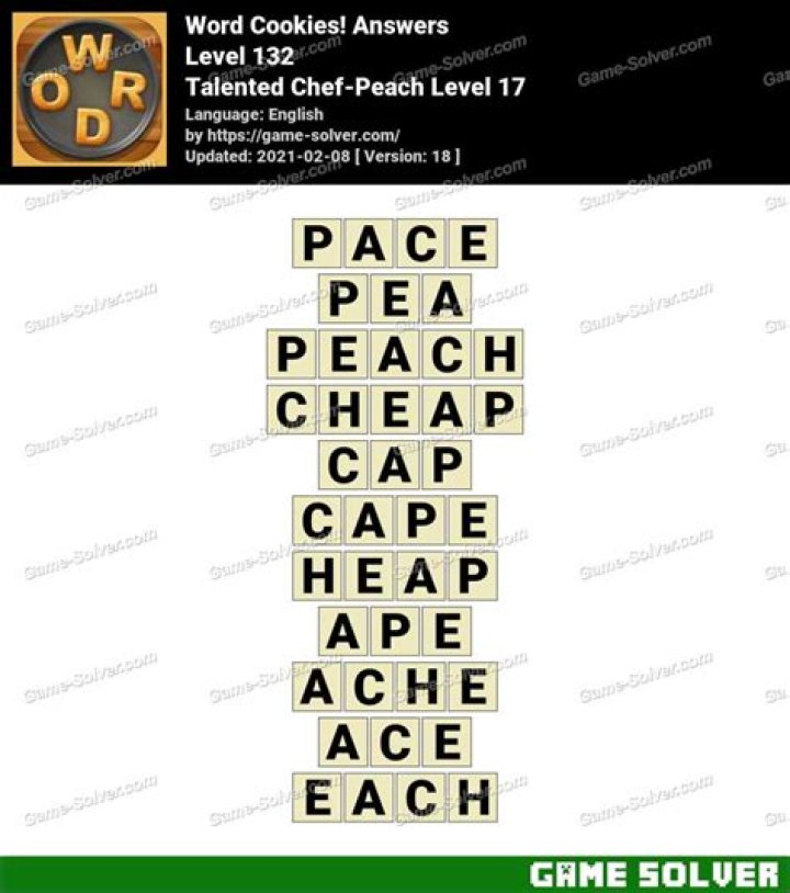 Word Cookies Talented Chef-Peach Level 7 Answers Game Solver ·